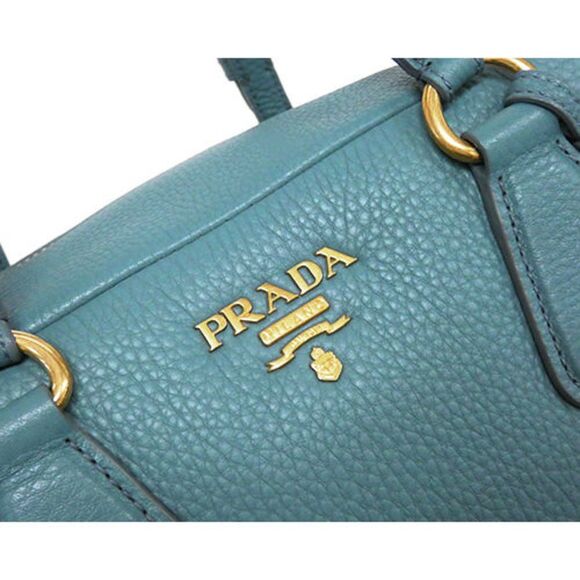 Prada Vit.daino Mini Boston Bag Leather Blue - Picture 3 of 11